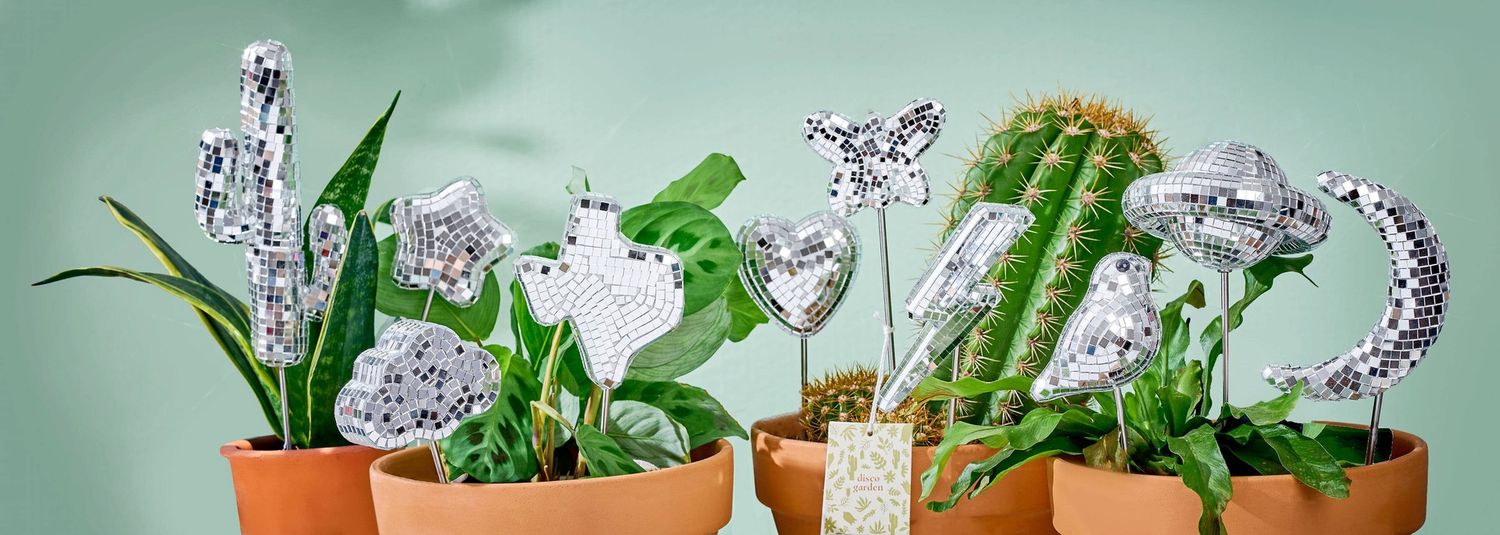 Disco Birdie - Disco Ball Decorative Plant Stakes