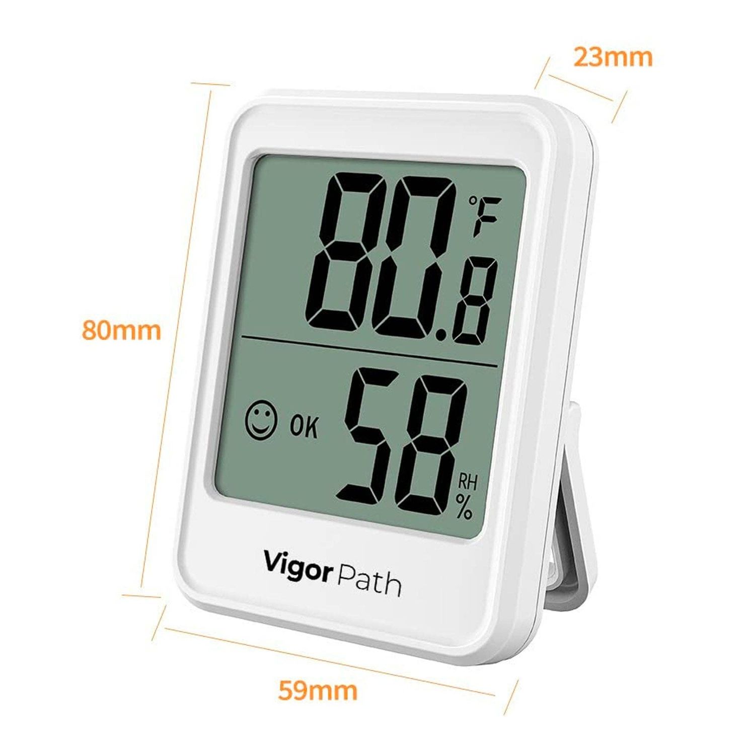 Digital Hygrometer Indoor Thermometer - AAA Battery-Powered Humidity Gauge (White)