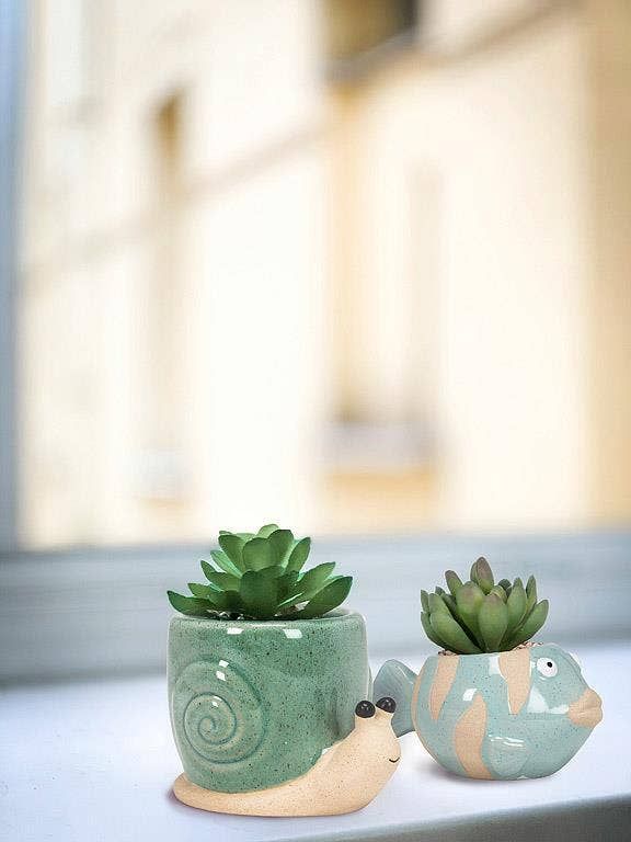 Small Fish Planter-Blue-1.5"D