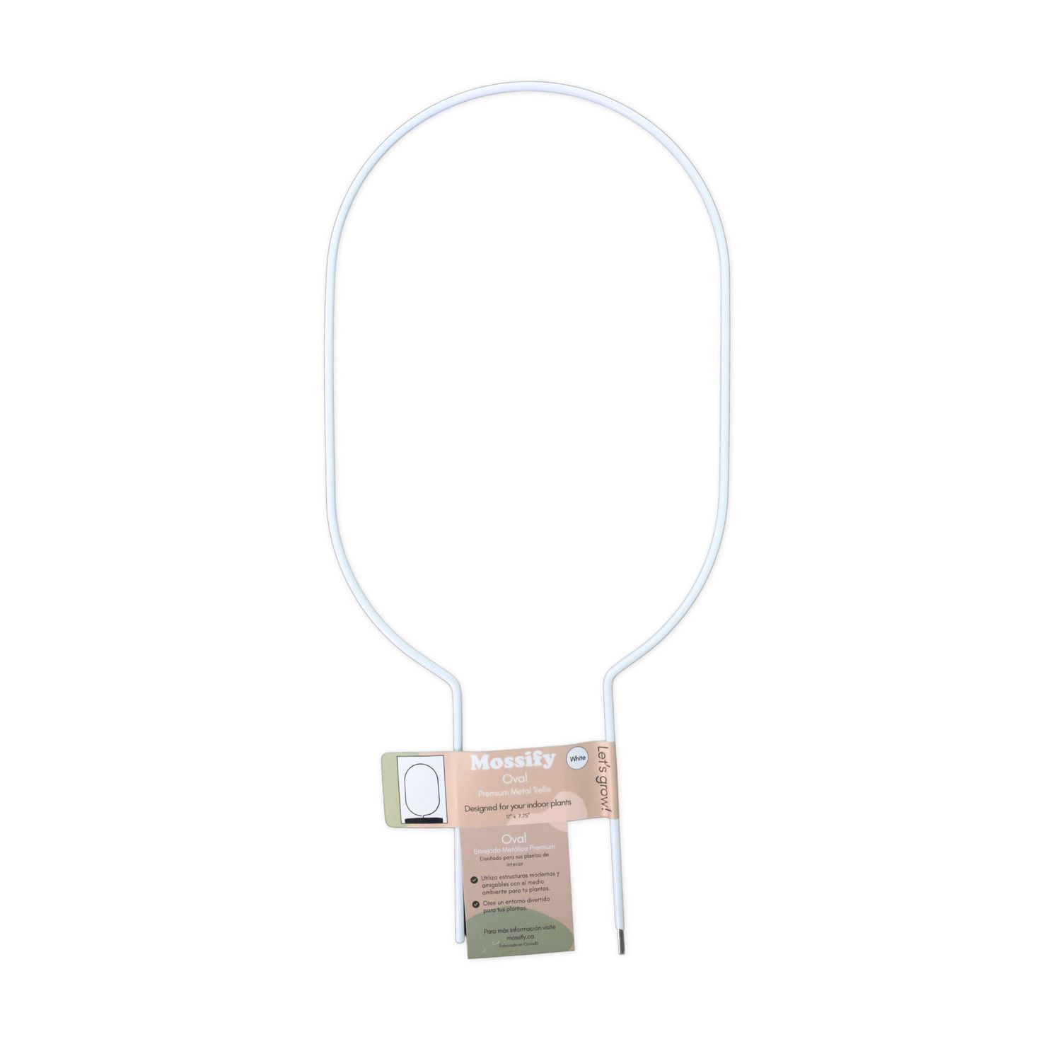Oval Metal Plant Trellis – 17” Support for Planters Vertical: White