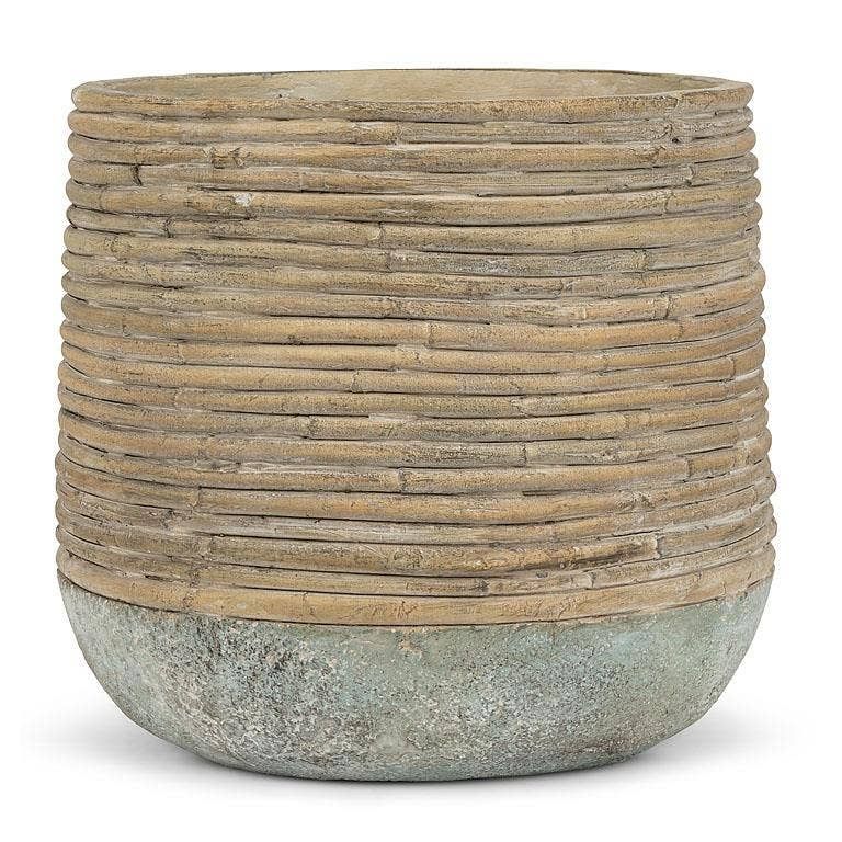Lg  Rattan Wrap Look Planter-8"H