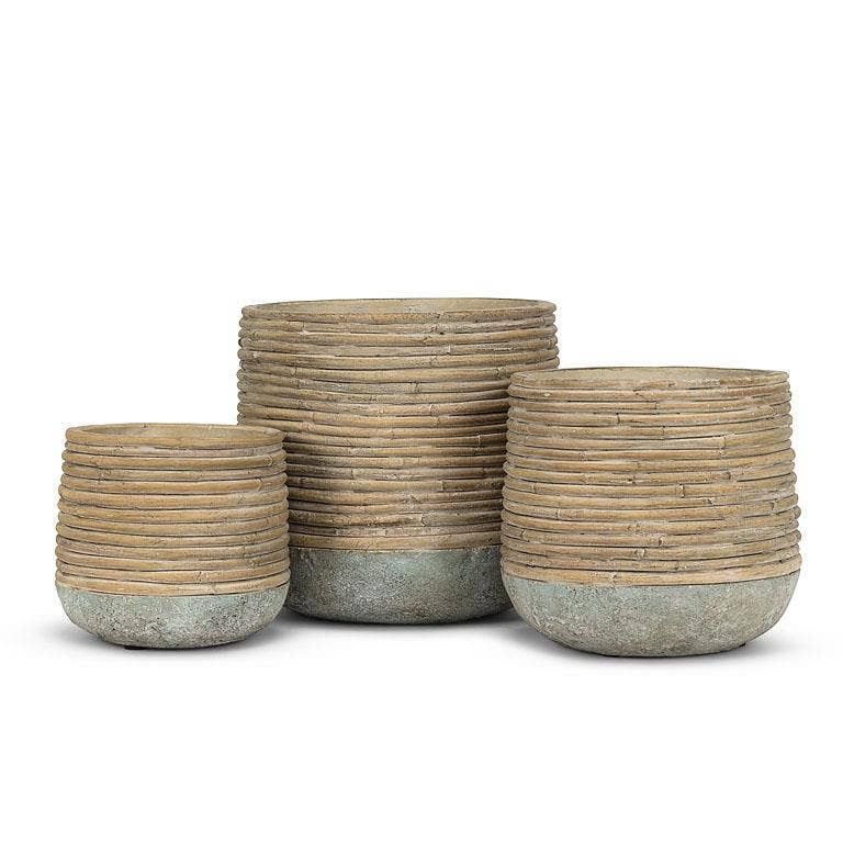 Lg  Rattan Wrap Look Planter-8"H