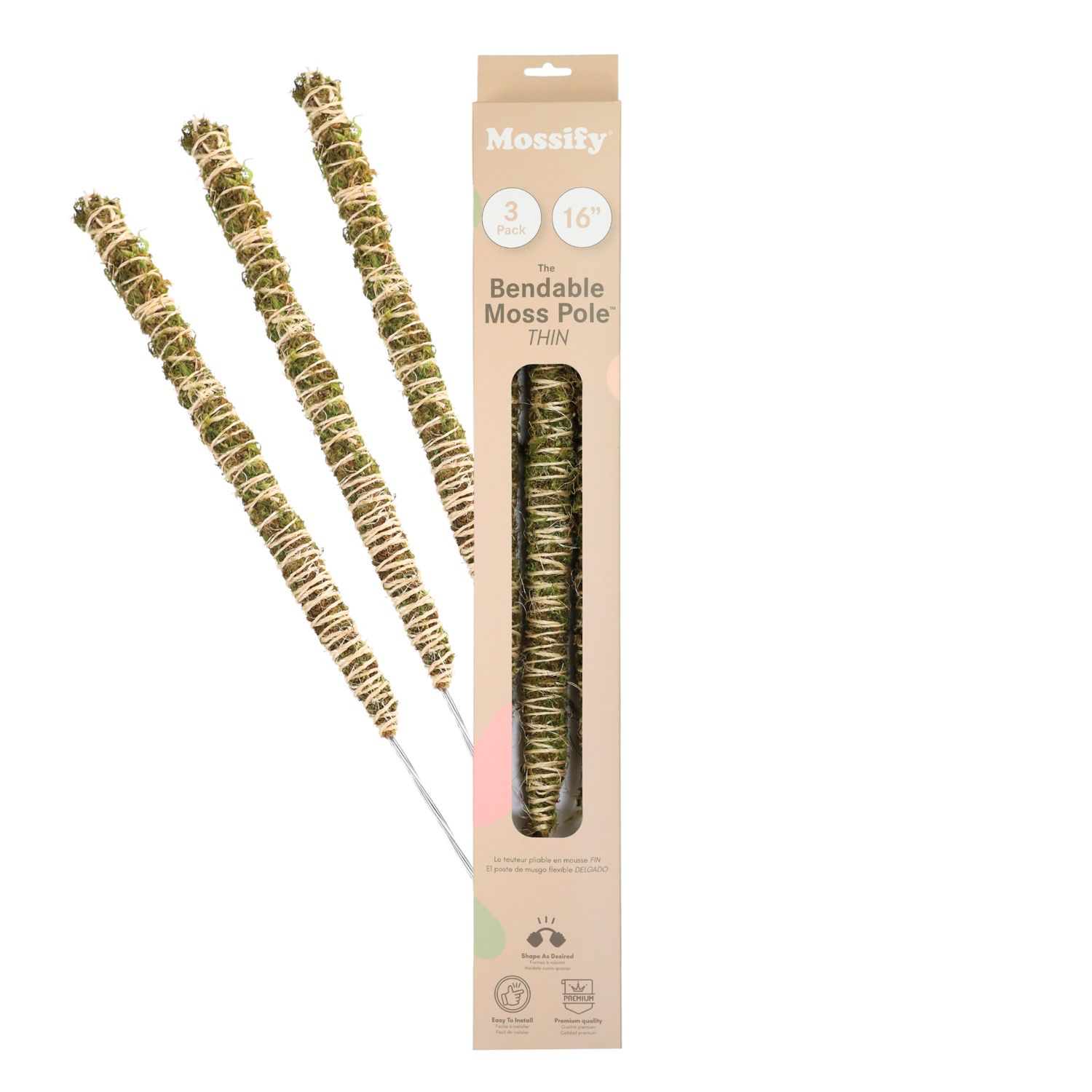 3 Pack Bendable Moss Pole Thin – Flexible Support for Plants: 30" Bendable Moss Pole™ THIN