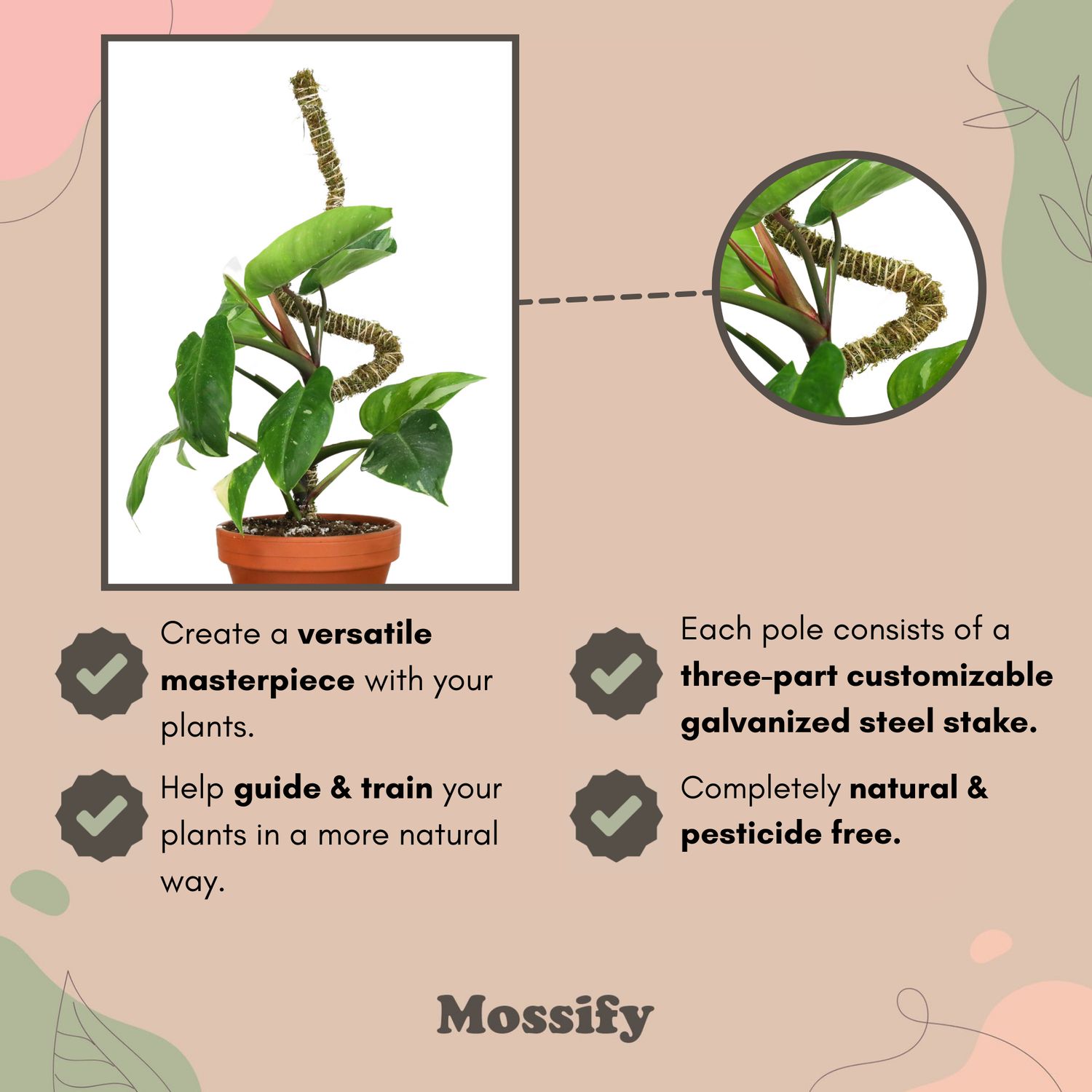 3 Pack Bendable Moss Pole Thin – Flexible Support for Plants: 30" Bendable Moss Pole™ THIN