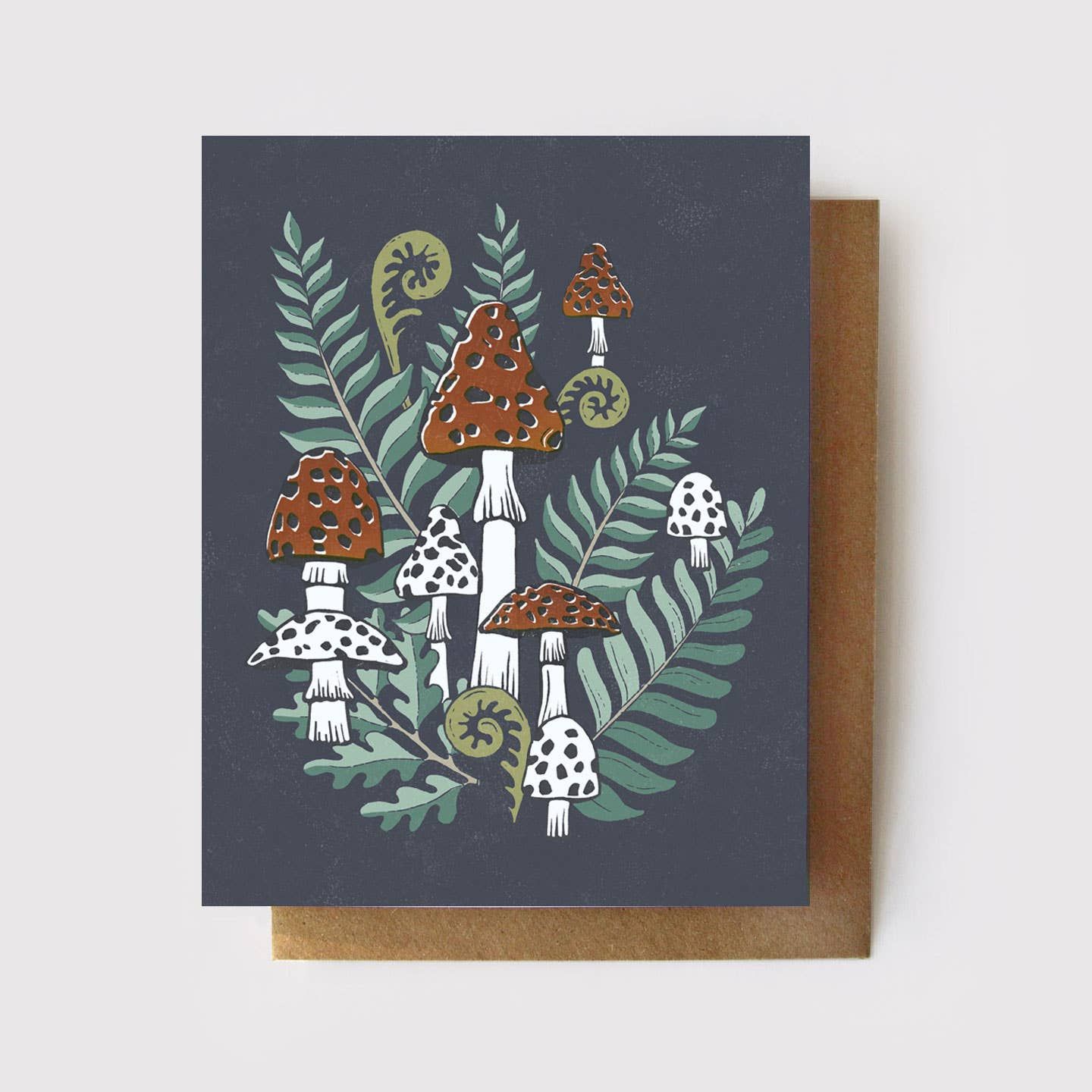Toadstools + Ferns Mushroom Card