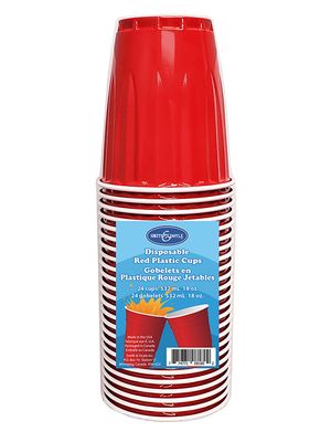 RED PLASTIC CUPS 18OZ-24S