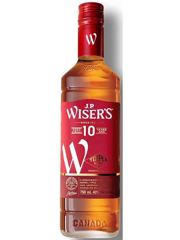 J.P. WISER'S 10YO CANADIAN WHISKY 750mL