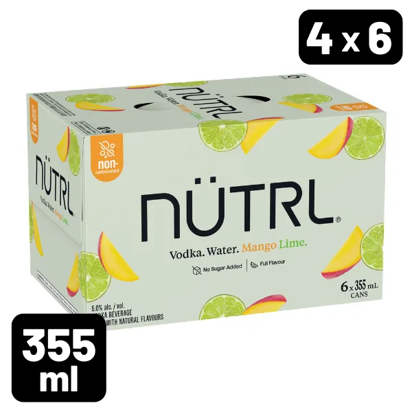 NUTRL VODKA WATER MANGO LIME 6 X Can 355 ml