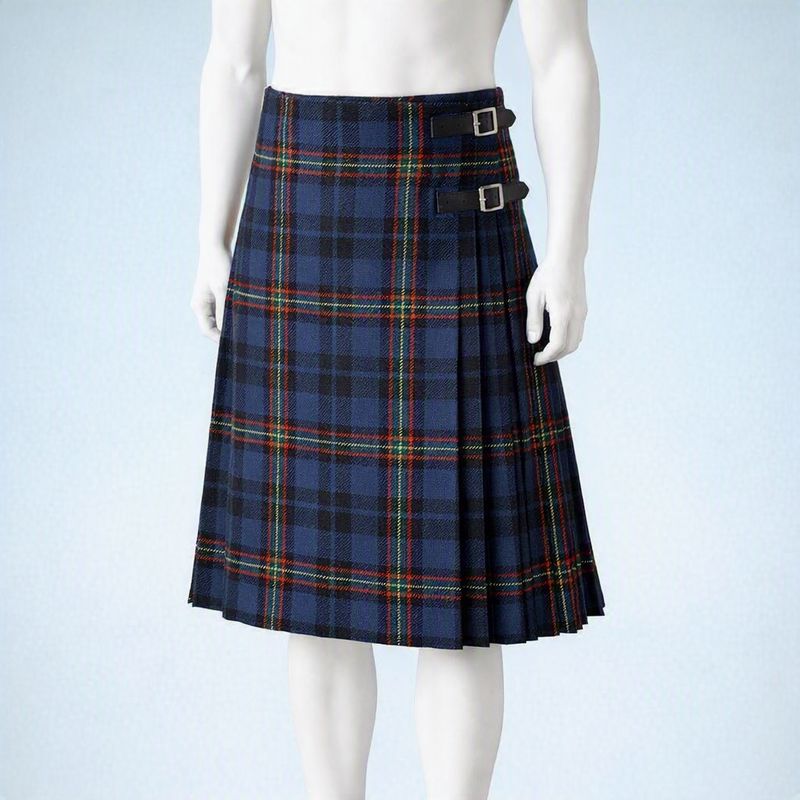 Blue Light Tartan - Traditional Scottish Gent's Hand Sewn 8-Yard Kilt