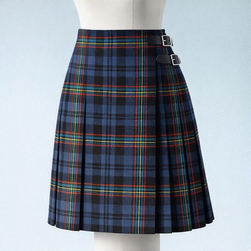 Blue Light Tartan - Traditional Scottish Lady's Machine Sewn 4-Yard Kilted Skirt