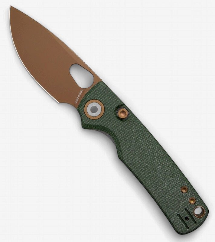 Vosteed Porcupine Green Micarta / Bronze / 14C28N / Thumb Hole