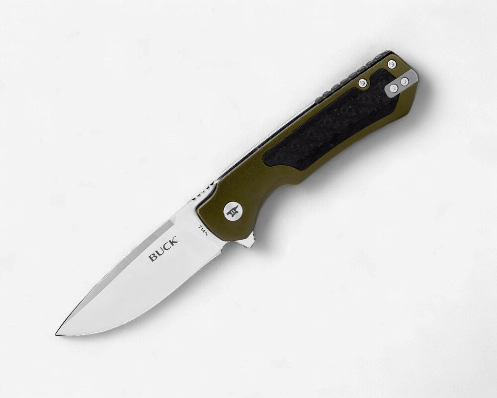 Buck Stinger Green Carbon Fiber / Satin / D2 / DP