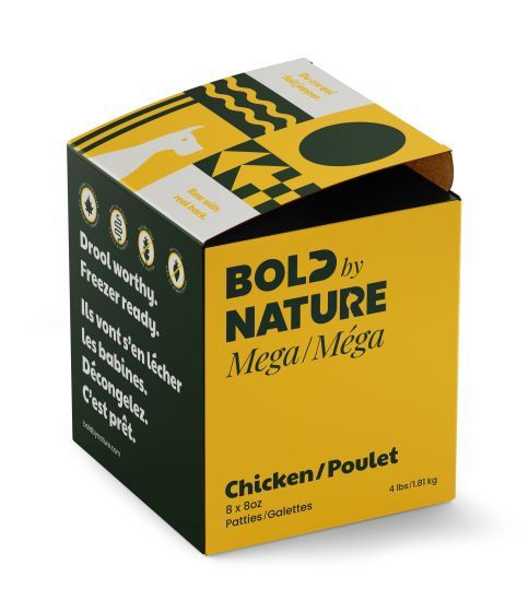 Bold By Nature, Mega, Raw Food For Dog - Chicken Patties 4 lb