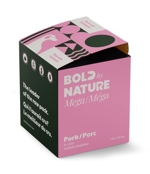 Bold By Nature, Mega, Raw Food For Dog - Pork Patties 4 lb