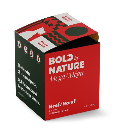 Bold By Nature, Mega, Raw Food For Dog - Beef Patties 4 lb