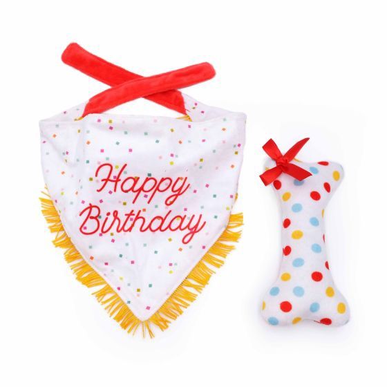 ZIPPY PAWS BIRTHDAY. BANDANA &amp; BONE