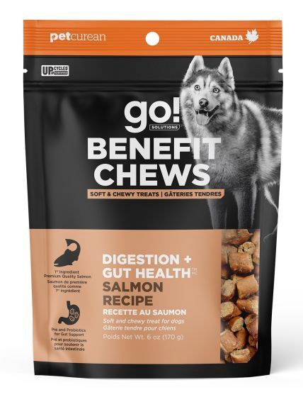 Go Benefit Chews Digestion + Gut Health Soft &amp; Chewy Treats Salmon Recipe Dog 170g