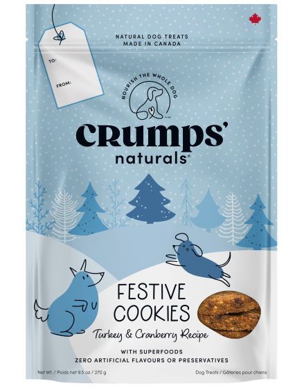 Crumps Holiday Festive Cookies Turkey &amp; Cranberries Treat Dog 270g