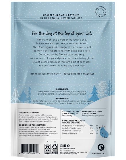 Crumps Holiday Festive Cookies Turkey &amp; Cranberries Treat Dog 270g
