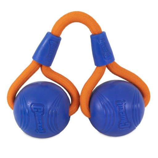 Chuckit! Crunch Ball Tug Crackle Toss Rubber Duo Tug Ball Dog Toy  Medium  Blue  Pack of 1