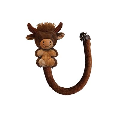 \ fouFIT Tug-A-Tail Plushies Highland Cow   foufouBRANDS™ fouFIT™ Tug-A-Tail Plushies Highland Cow Dog Toy