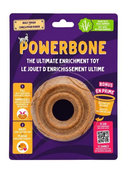 Powerbone Nylon &amp; Bamboo Enrichment Dog Toy with Silicone Cup