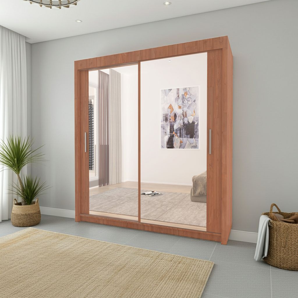 Full Mirrored 2 Door Wardrobe - 100 cm