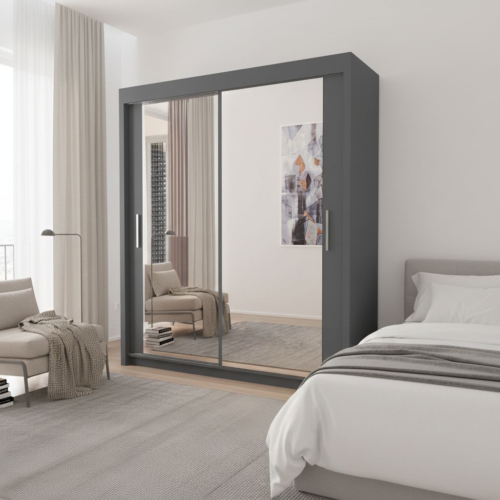 Full Mirrored 2 Door Wardrobe - 203 cm