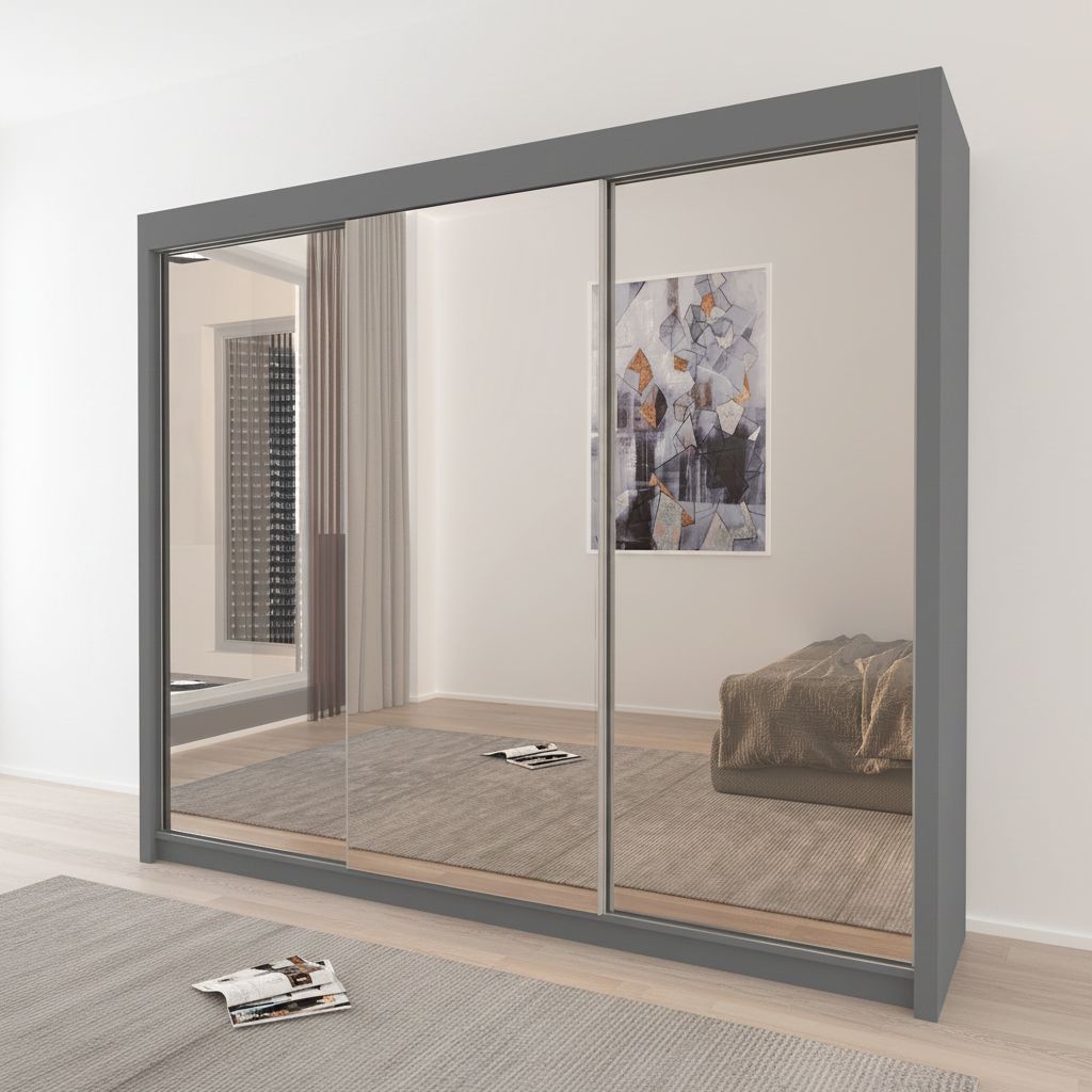 Full Mirrored 2 Door Wardrobe - 250 cm