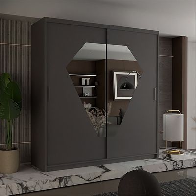 Sliding Mirrored Door Wardrobe 150 cm / 203 cm - Diamond