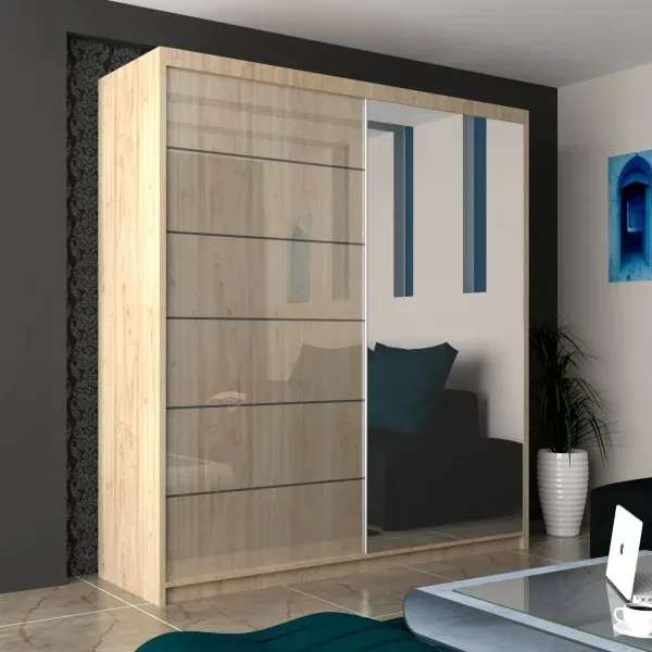 High Gloss Sliding Mirror Door Wardrobe - Infinity