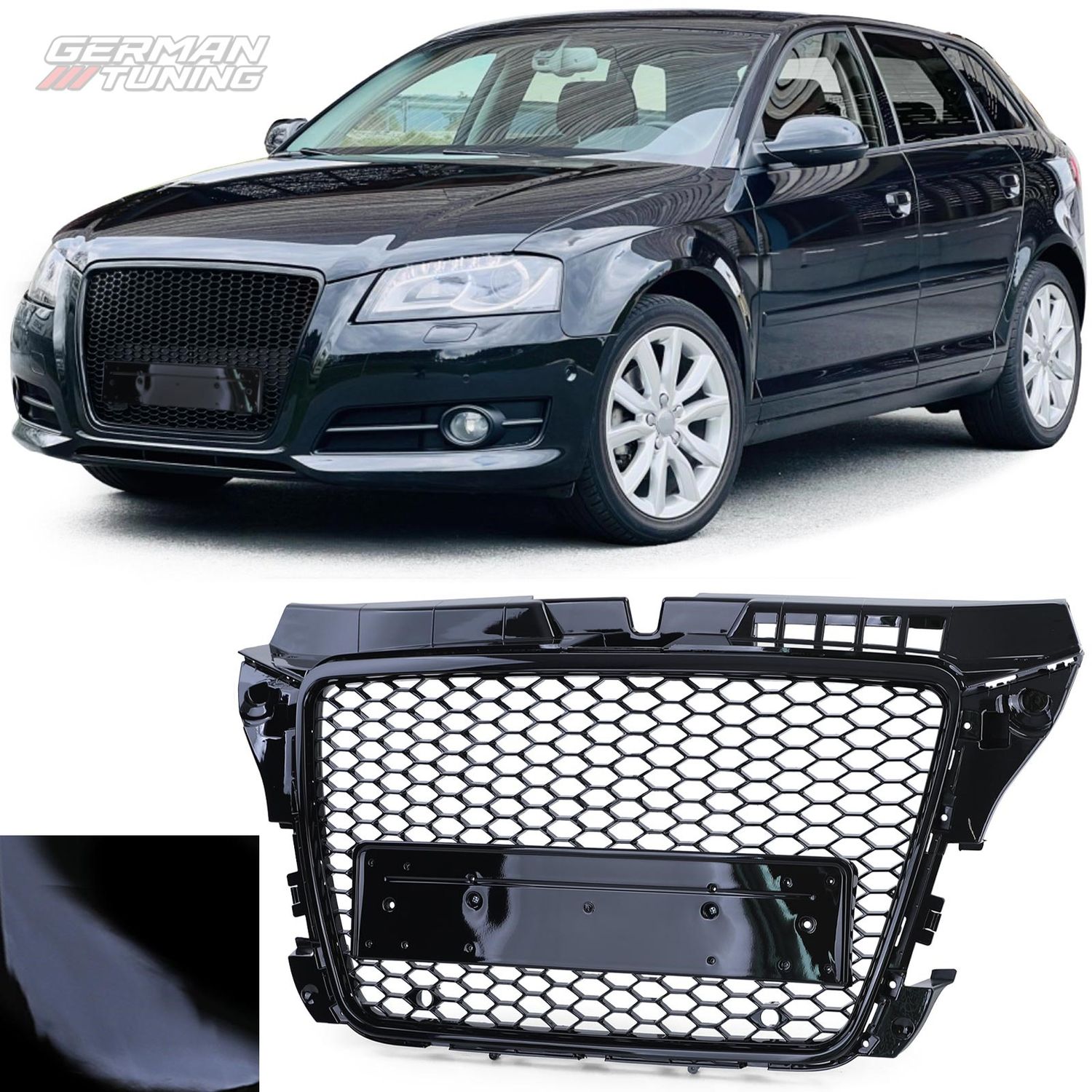 Calandre nid abeille noir brillant Audi A3 8P German Tuning