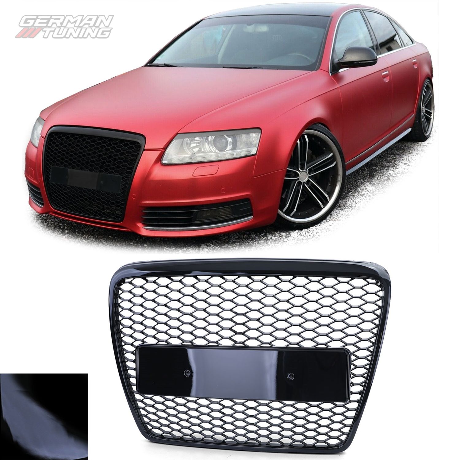 Calandre nid abeille noir brillant Audi A6 C6 4F German Tuning