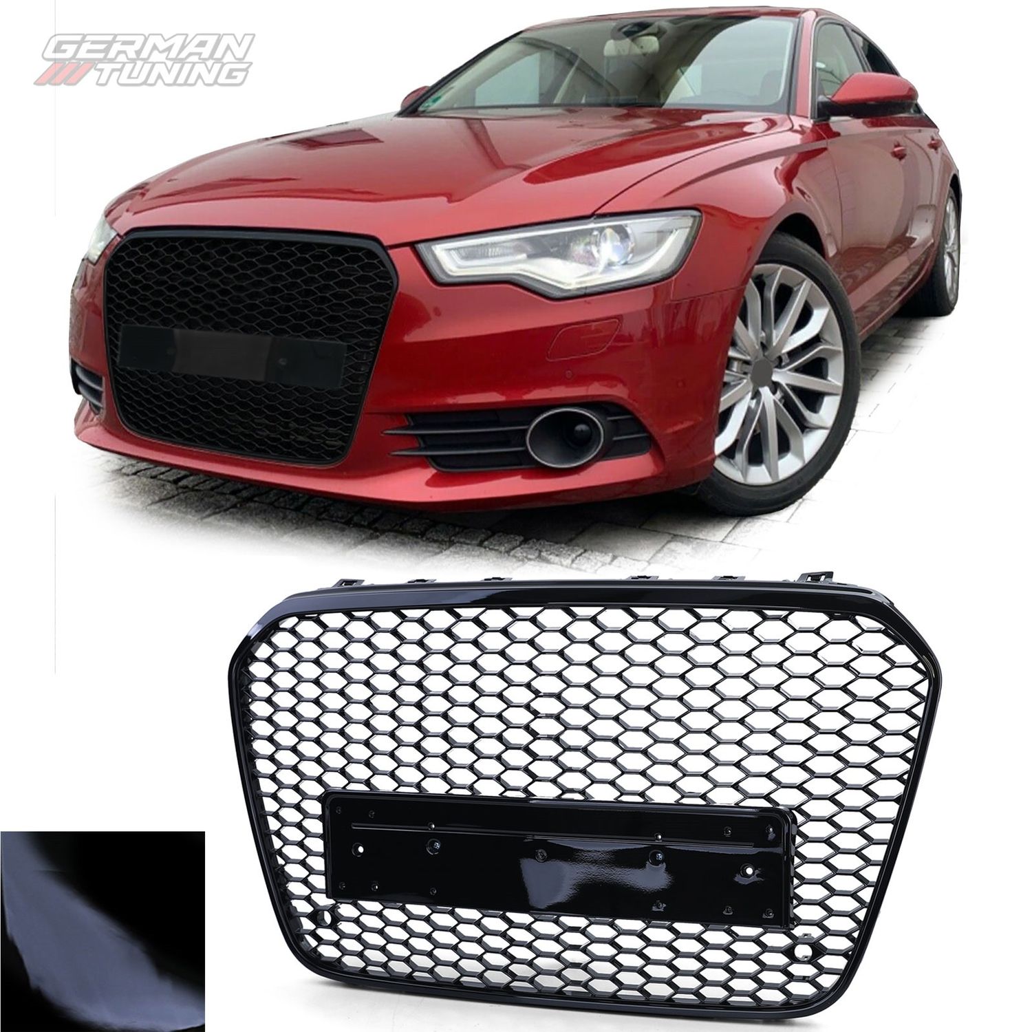 Calandre nid abeille noir brillant Audi A6 C7 German Tuning