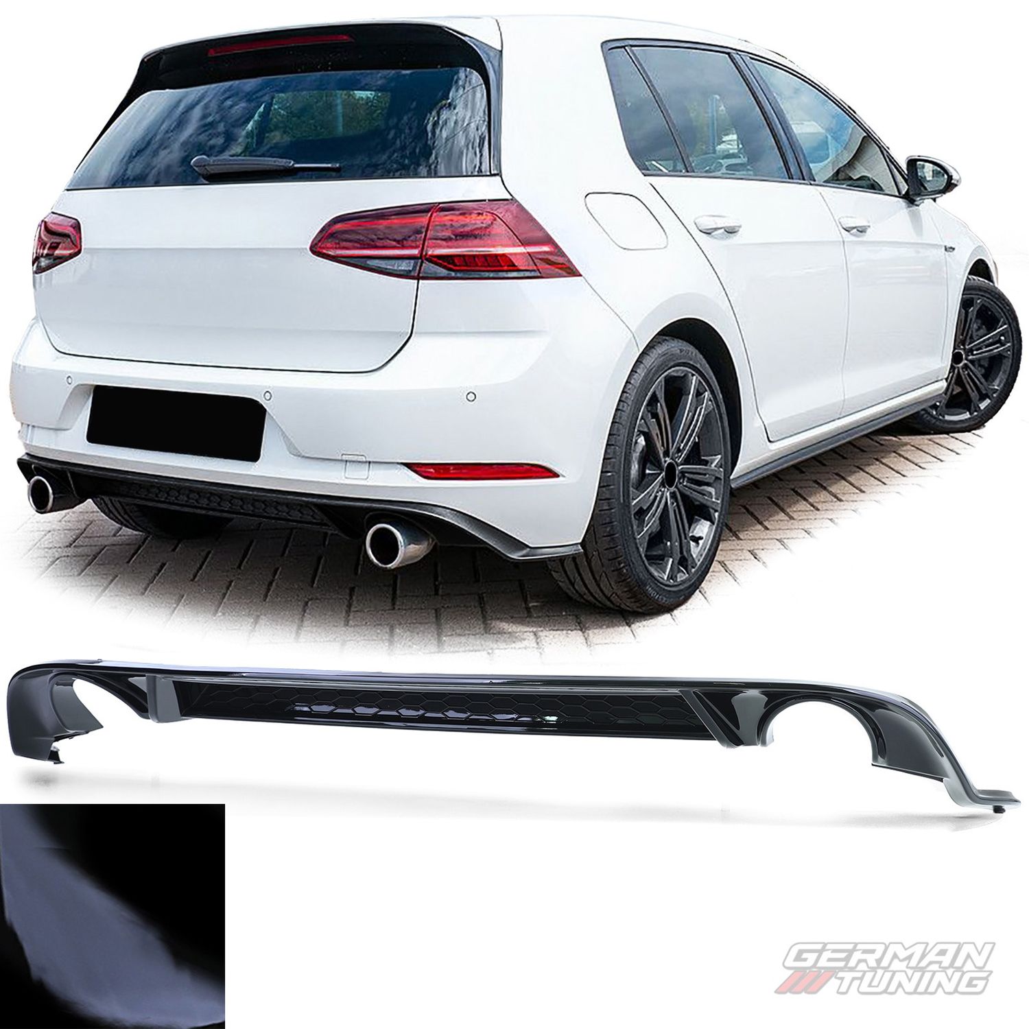 Diffuseur arrière sport noir brillant Volkswagen Golf 7 German Tuning