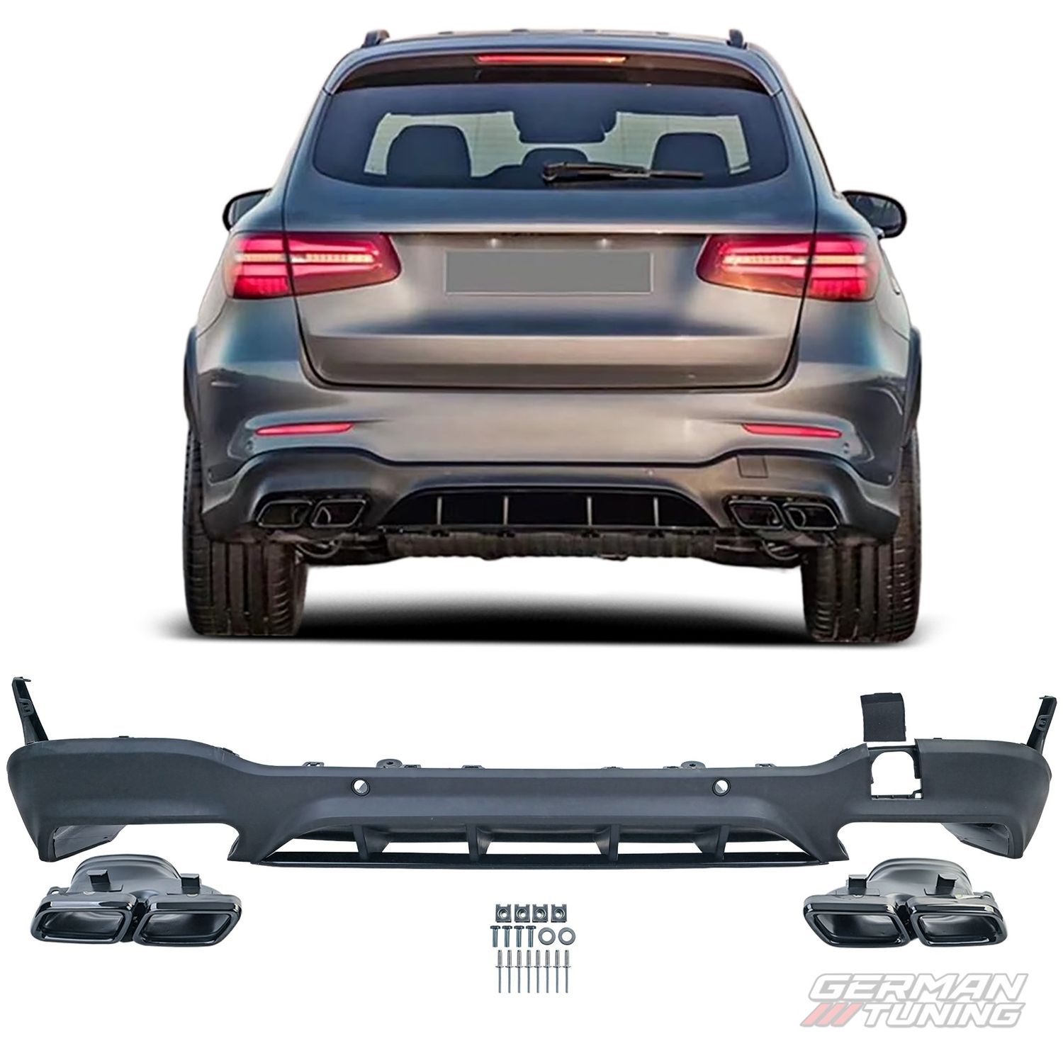 Diffuseur arrière sport sorties noires Mercedes GLC X253 German Tuning