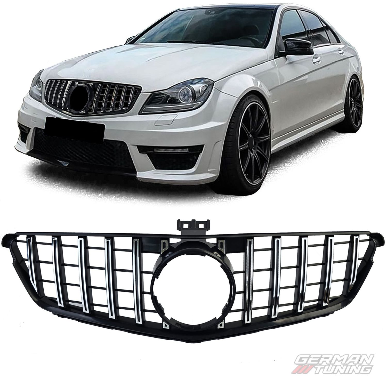 Calandre sport noire chrome Mercedes Classe C W204 German Tuning