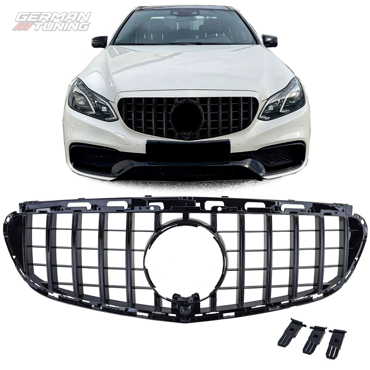 Grille de radiateur sport noir brillant Mercedes Classe E W212 S212 facelift German Tuning