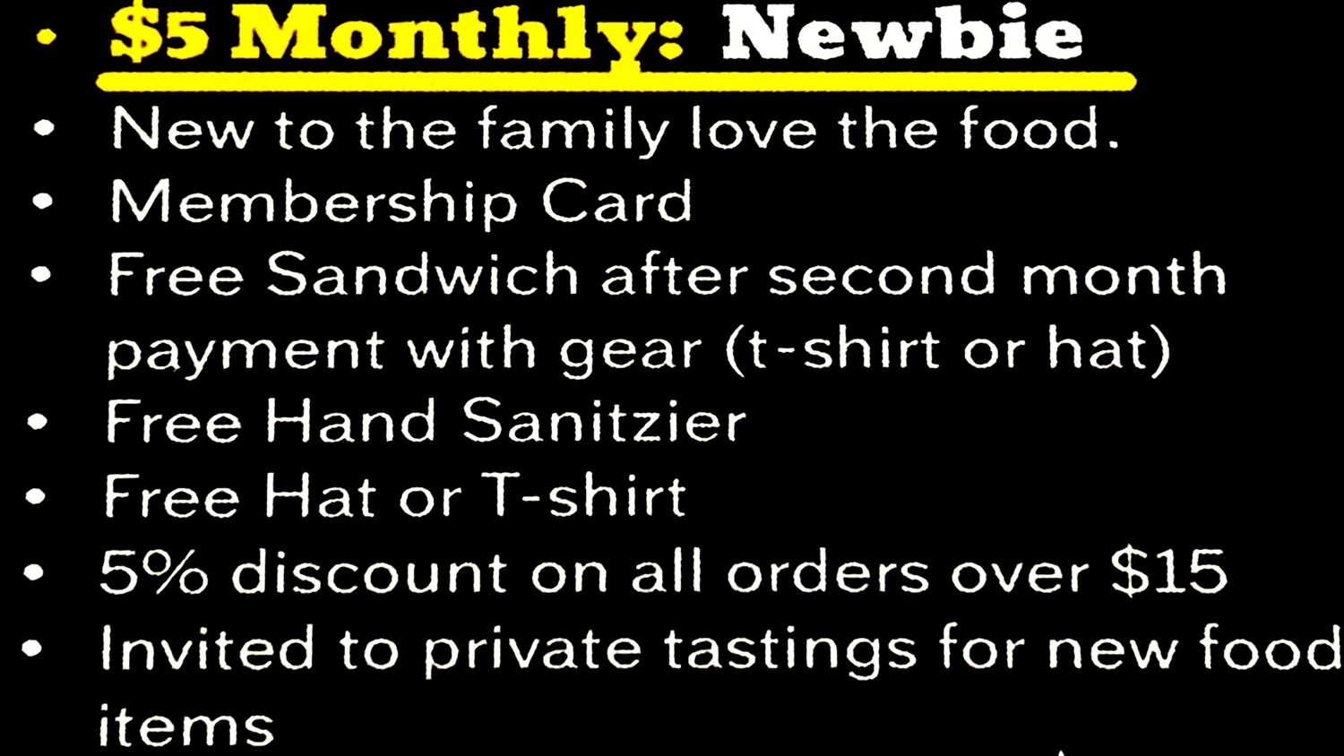 $5 MEMBERSHIP PLAN