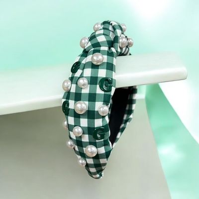 Greenhill Brianna Cannon Gingham &amp; Pearl Headband