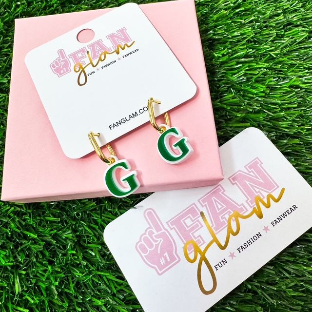 Greenhill Fan Glam Gold G Huggie Earrings