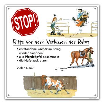 Comicschild  Beim Verlassen der Bahn