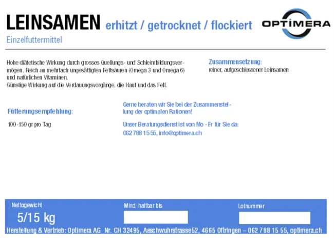 Optimera Leinsamen getrocknet und flockiert