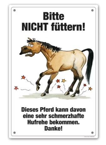 Comic Schilde &quot;Bitte Nicht Füttern - Hufrehe Gefahr!&quot;