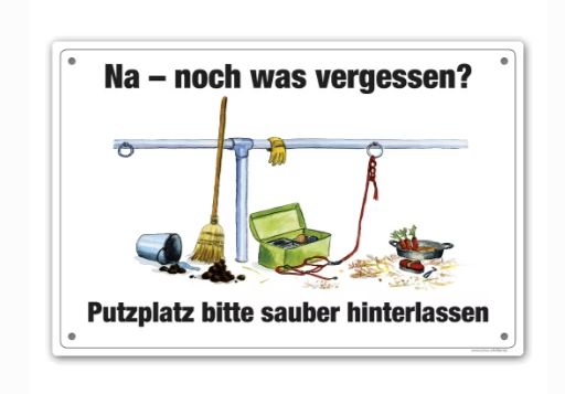 Comic Schilder &quot;Putzplatz sauber hinterlassen&quot;
