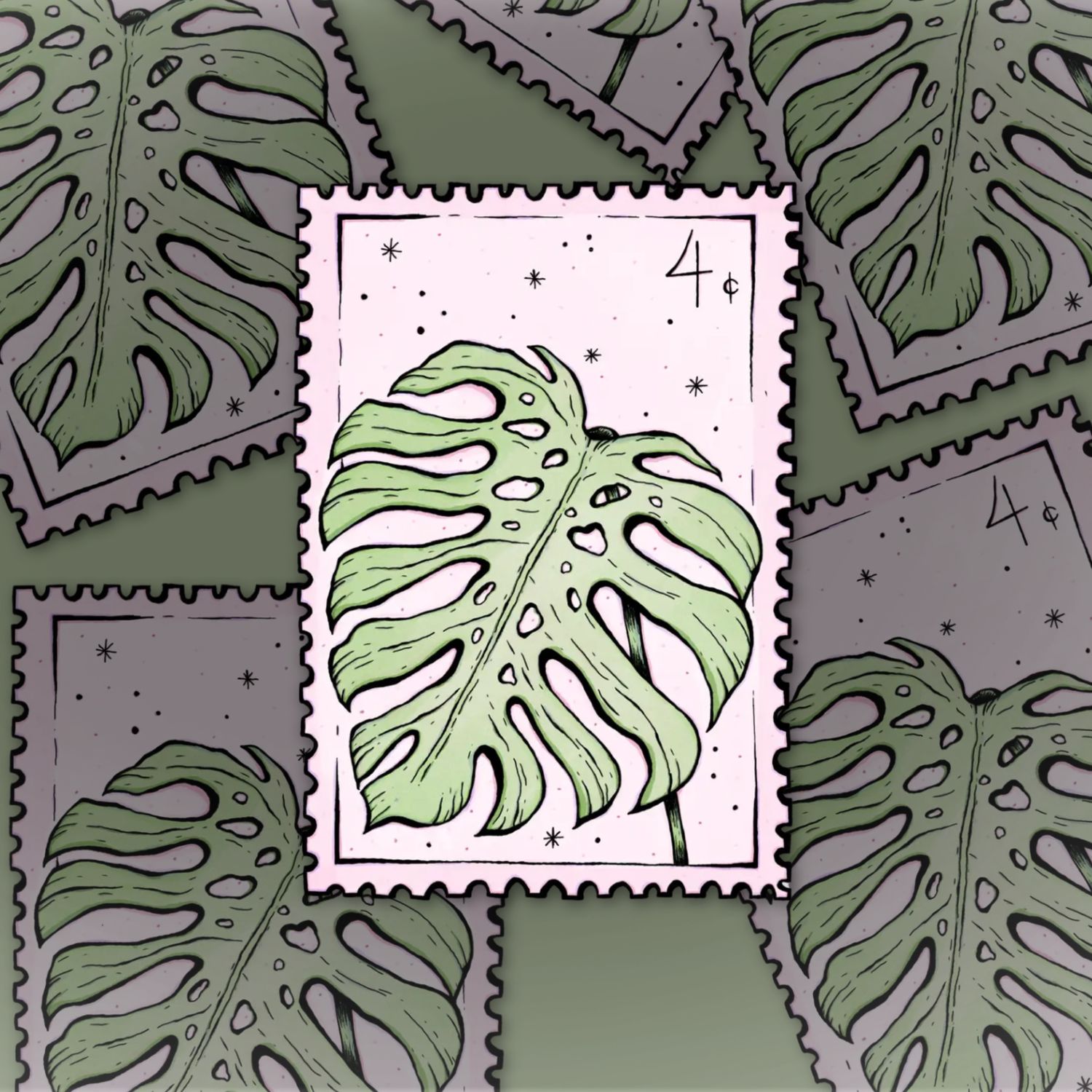 Monstera Leaf Sticker - Postage Stamp Rare Plant Sticker