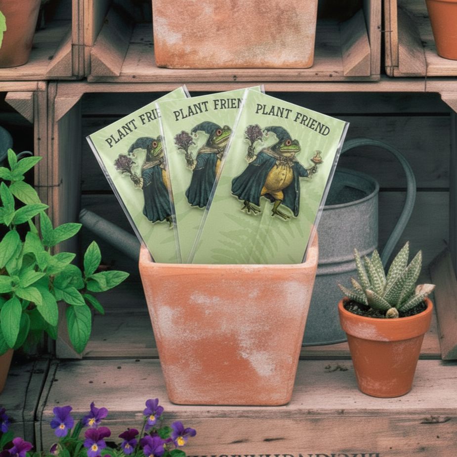 Whimsical Vintage Frog Character Plant Stakes