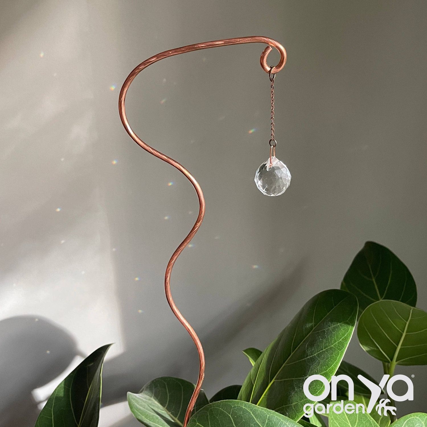 Copper Wander Suncatcher Plant Stick, Plant Suncatcher, Length: 12” Copper Wander Suncatcher