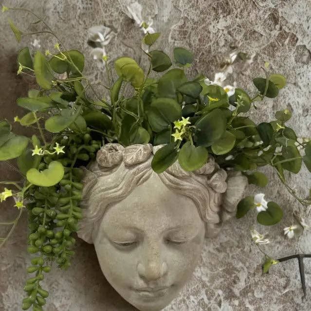 Wall Art Cement Girl   Planter
