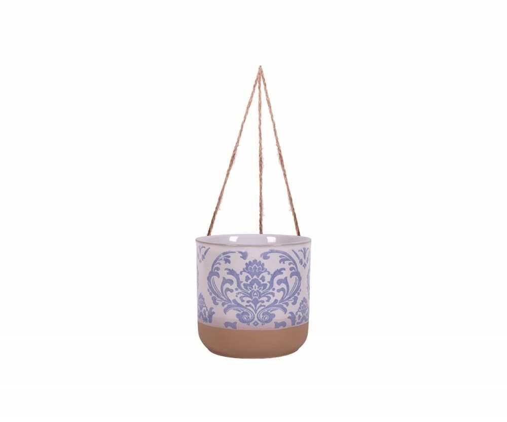 5.25" Blue Hanging Chantel Flower Pot